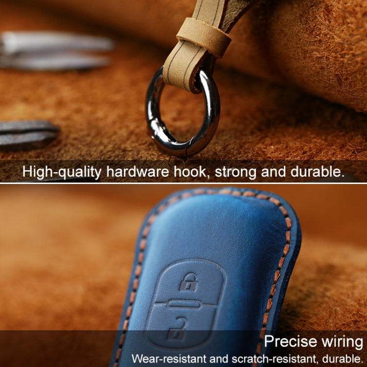 For Mazda Old Style Hallmo Car Cowhide Leather Key Protective Cover Key Case, Two Keys Version(Brown) - Car Key Cases by Hallmo | Online Shopping South Africa | PMC TechLife | Buy Now Pay Later Mobicred