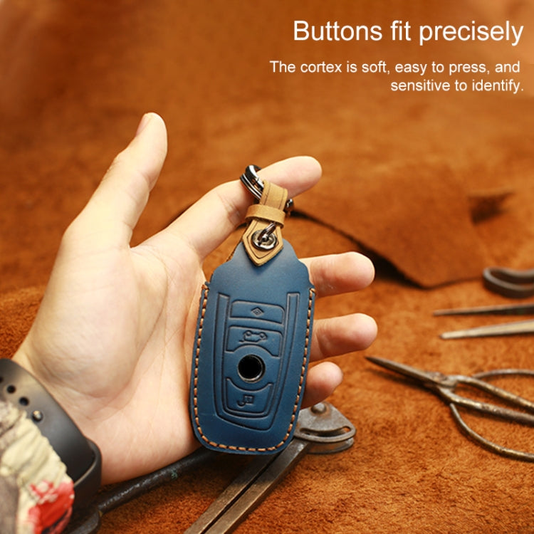 For BMW Old Style Car Cowhide Leather Key Protective Cover Key Case, Three Keys Version (Brown) - Car Key Cases by PMC TechLife | Online Shopping South Africa | PMC TechLife | Buy Now Pay Later Mobicred