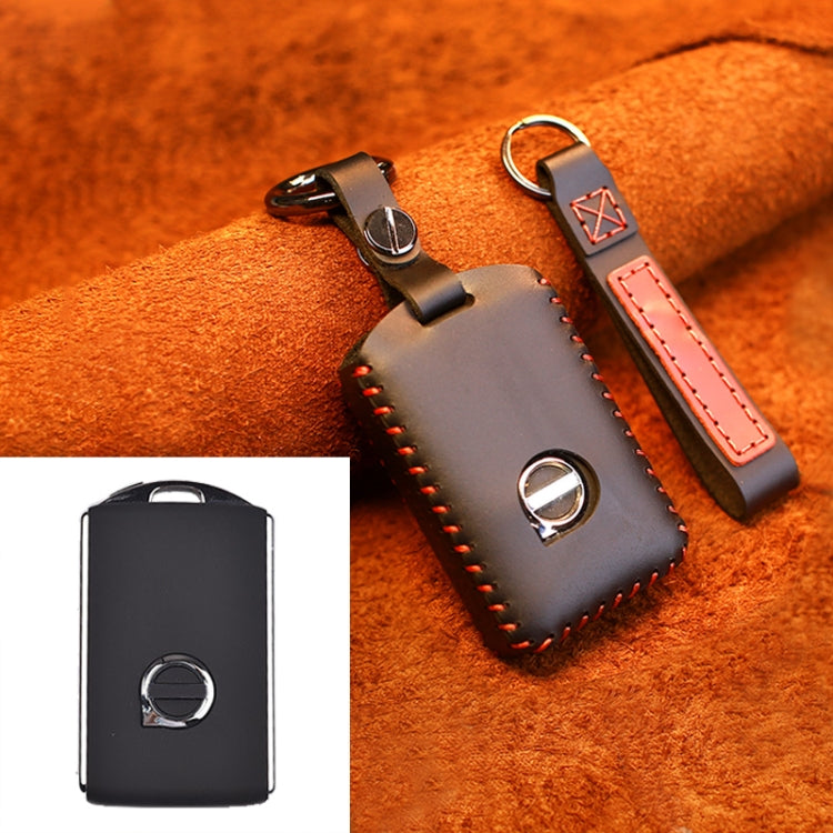 For Volvo Single Slit Style Car Cowhide Leather Key Protective Cover Key Case (Black) - Car Key Cases by PMC TechLife | Online Shopping South Africa | PMC TechLife