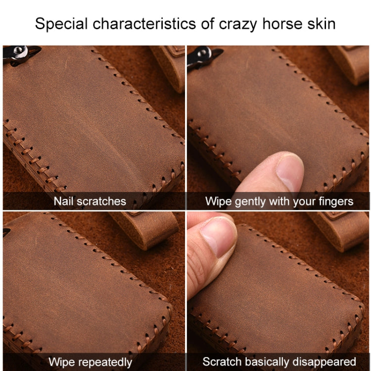 For Volvo Single Slit Style Car Cowhide Leather Key Protective Cover Key Case (Black) - Car Key Cases by PMC TechLife | Online Shopping South Africa | PMC TechLife