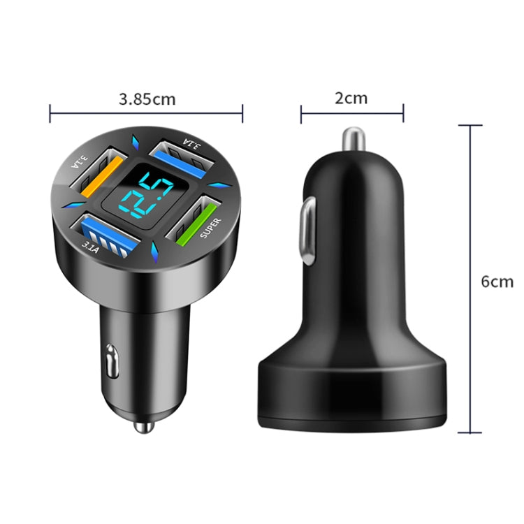 2pcs 4 in 1 USB 66W Digital Display Car Super Fast Charger - Car Charger by PMC TechLife | Online Shopping South Africa | PMC TechLife
