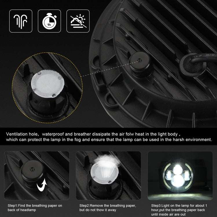 7 inch H4 / H13 DC 9V-30V 3000LM 3000K-6000K 25W Car Round Shape LED Headlight Lamps for Jeep Wrangler, with Angel Eye(White Light) - free shipping - PMC TechLife - Order now!
