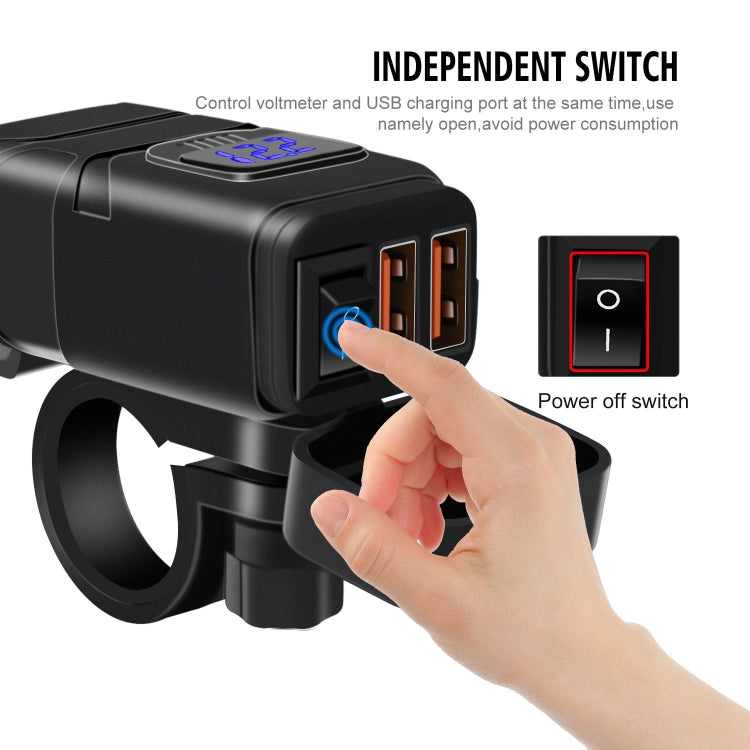 Universal Car Super Quick Dual Port USB Charger Power Outlet Adapter with LED Digital Voltmeter(Blue Light) - DIY Modified Charger by PMC TechLife | Online Shopping South Africa | PMC TechLife