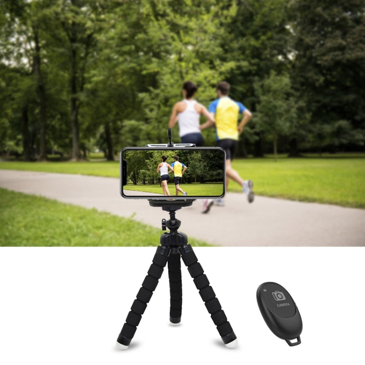Mini Octopus Flexible Foam Tripod Holder with Phone Clamp & Remote Control(Black) - Stand by PMC TechLife | Online Shopping South Africa | PMC TechLife