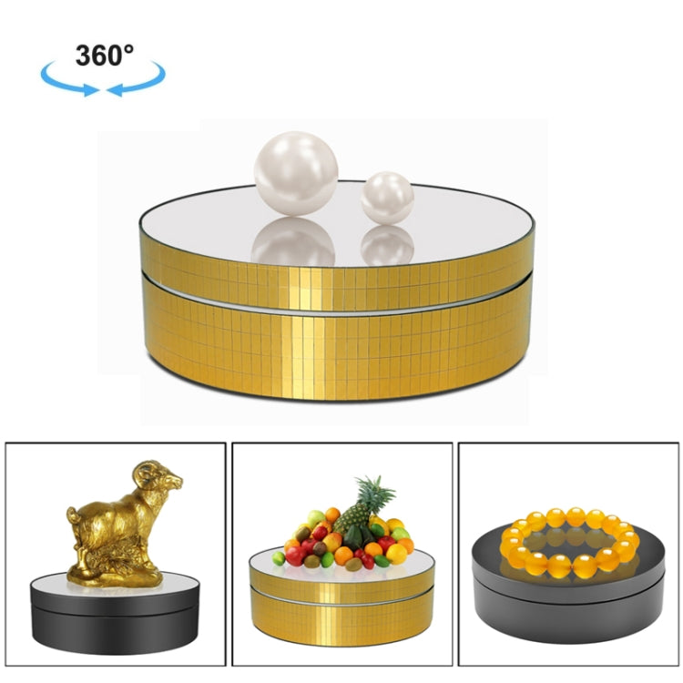 12cm 360 Degree Rotating Turntable Mirror Electric Display Stand Video Shooting Props Turntable, Load: 3kg (Gold) -  by PMC TechLife | Online Shopping South Africa | PMC TechLife