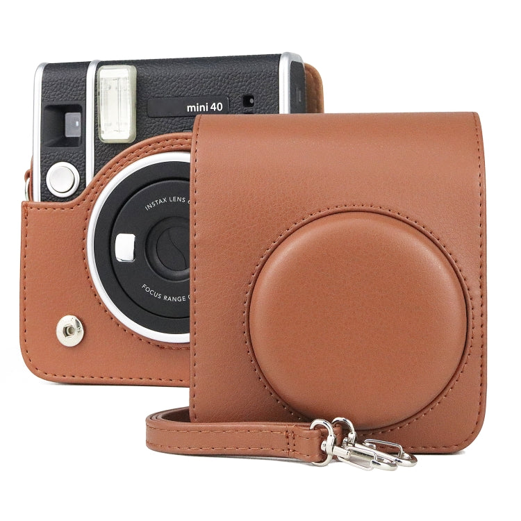 Full Body Camera Retro PU Leather Case Bag with Strap for FUJIFILM instax mini 40 (Brown) - Leather Bag by PMC TechLife | Online Shopping South Africa | PMC TechLife