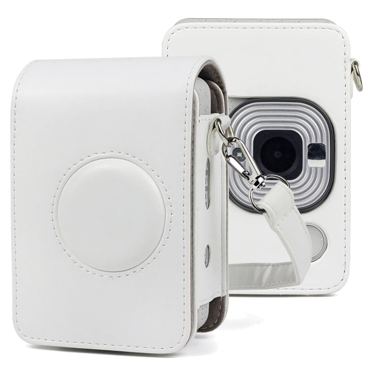 Full Body Camera Retro PU Leather Case Bag with Strap for FUJIFILM instax mini Liplay (White) - Leather Bag by PMC TechLife | Online Shopping South Africa | PMC TechLife