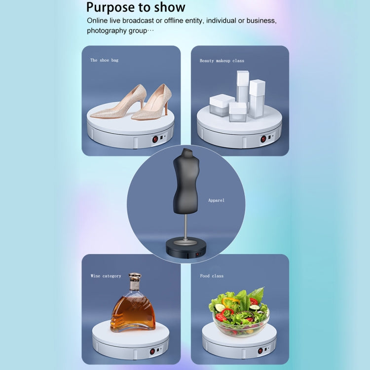 22cm Electric Rotating Display Stand Video Shooting Props Turntable, Load: 50kg, EU Plug (White) - free shipping - PMC TechLife - Order now!