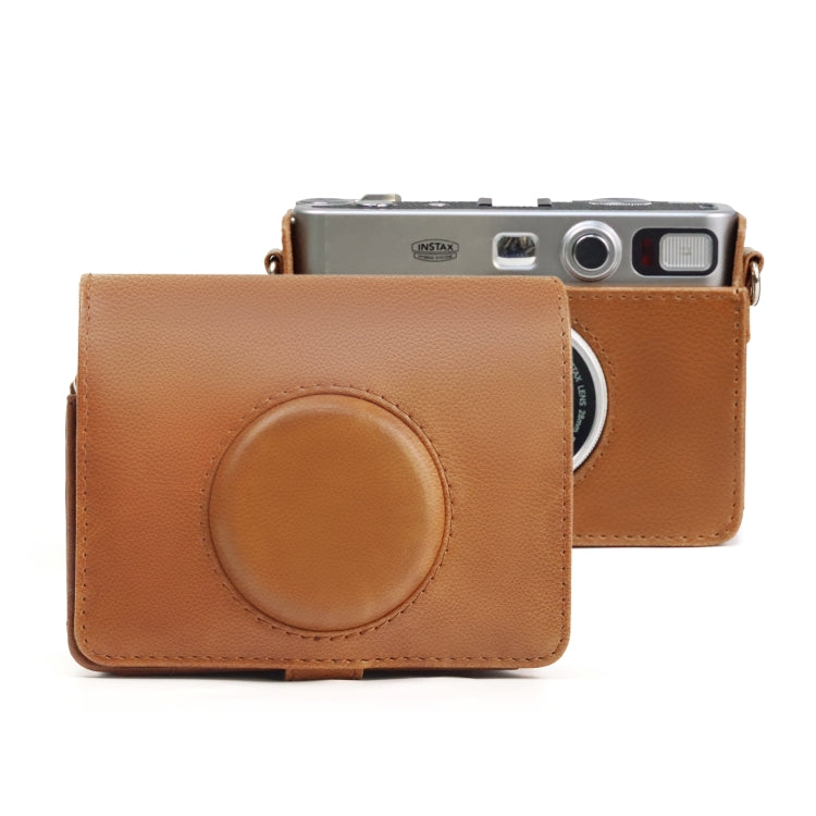 Retro Full Body Camera PU Leather Case Bag with Strap for FUJIFILM instax mini Evo(Brown) - Leather Bag by PMC TechLife | Online Shopping South Africa | PMC TechLife | Buy Now Pay Later Mobicred