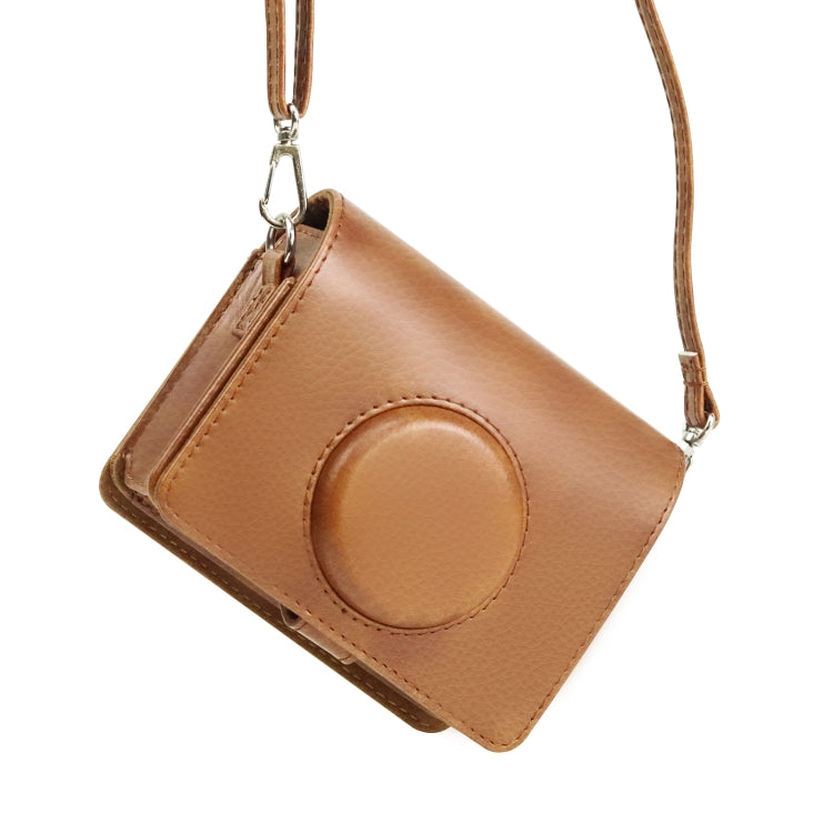 Retro Full Body Camera PU Leather Case Bag with Strap for FUJIFILM instax mini Evo(Brown) - Leather Bag by PMC TechLife | Online Shopping South Africa | PMC TechLife | Buy Now Pay Later Mobicred