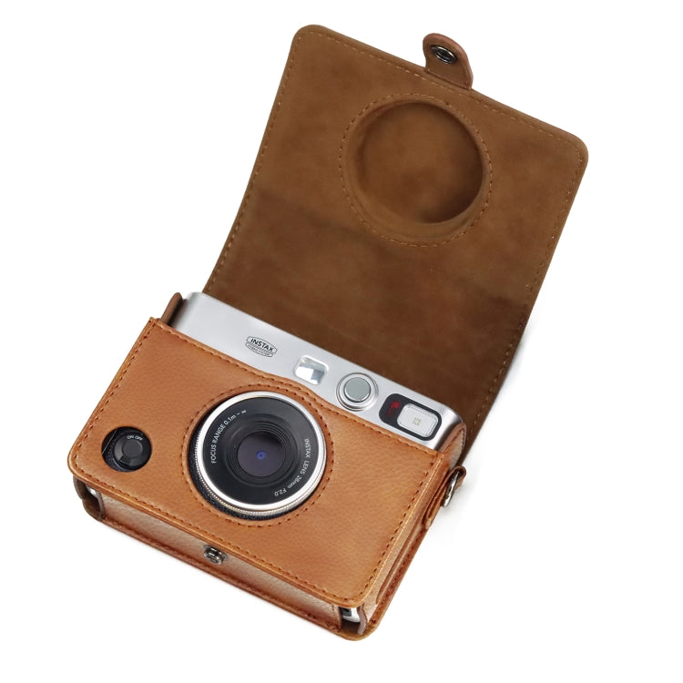 Retro Full Body Camera PU Leather Case Bag with Strap for FUJIFILM instax mini Evo(Brown) - Leather Bag by PMC TechLife | Online Shopping South Africa | PMC TechLife | Buy Now Pay Later Mobicred
