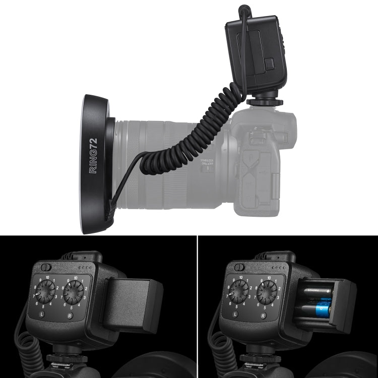 Godox Ring72 Macro Ring 48 LED Flash Light with 8 Different Size Adapter Rings(Black) - free shipping - PMC TechLife - Order now!