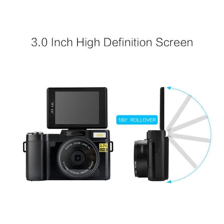 R2 2.7K Vlog Camera 4X Zoom Digital Camera with 3.0 inch Flip Screen (Black) - Children Cameras by PMC TechLife | Online Shopping South Africa | PMC TechLife