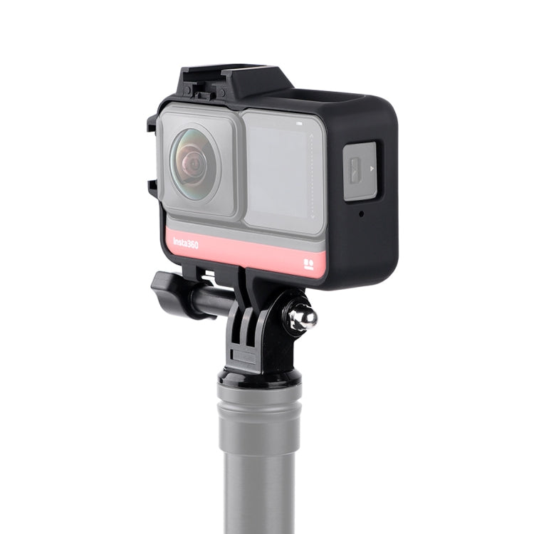 Plastic Frame Mount Protective Case Cage with Tripod Base Adapter & Long Screw & Cold Shoe Base for Insta360 One R(Black) - Mount & Holder by PMC TechLife | Online Shopping South Africa | PMC TechLife