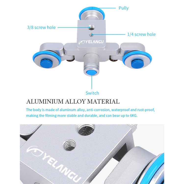 YELANGU L3 Camera Wheels Autodolly Electric Track Slider Car, Load: 6kg (Blue) - Camera Dolly by YELANGU | Online Shopping South Africa | PMC TechLife | Buy Now Pay Later Mobicred