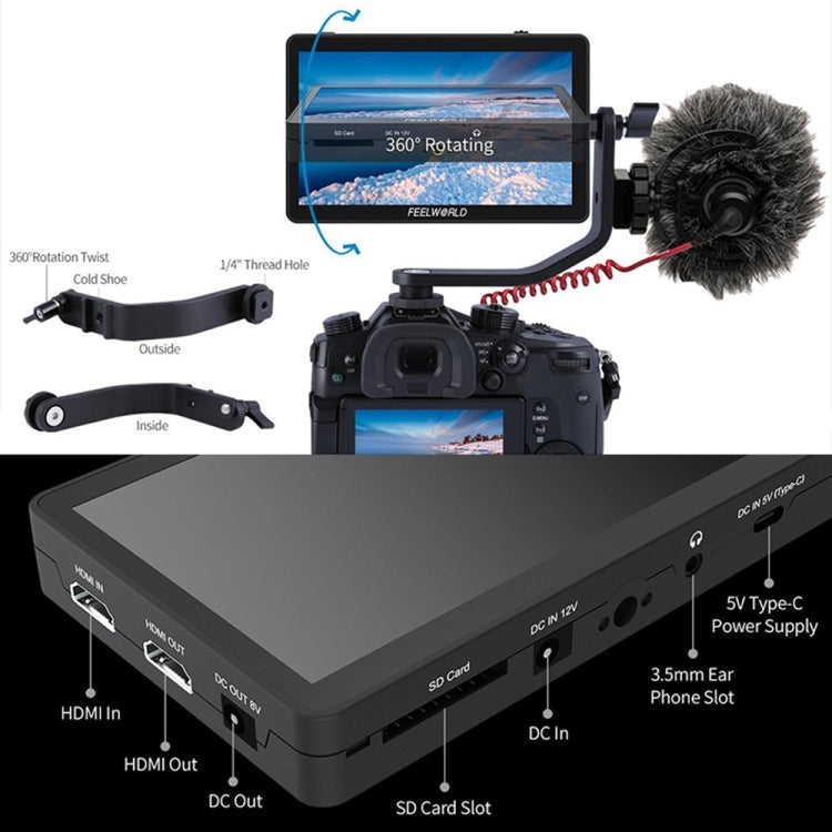 FEELWORLD F6 Plus V2 6 inch 3D LUT Touch Screen DSLR Camera Field Monitor, IPS FHD1920x1080 4K HDMI Input & Output, with Tilt Arm - free shipping - PMC TechLife - Order now!