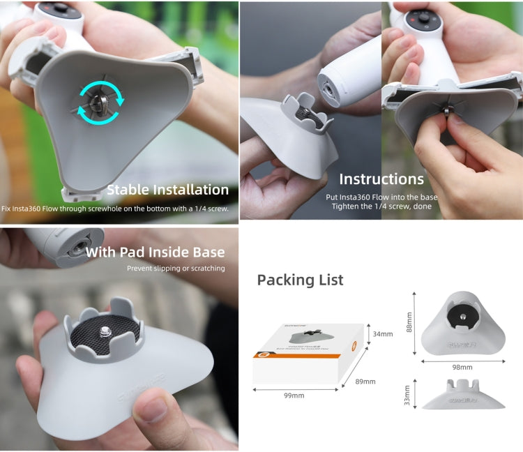 For Insta360 Flow Sunnylife Plastic Gimbal Tripod Base Stand (Grey) - free shipping - PMC TechLife - Order now!