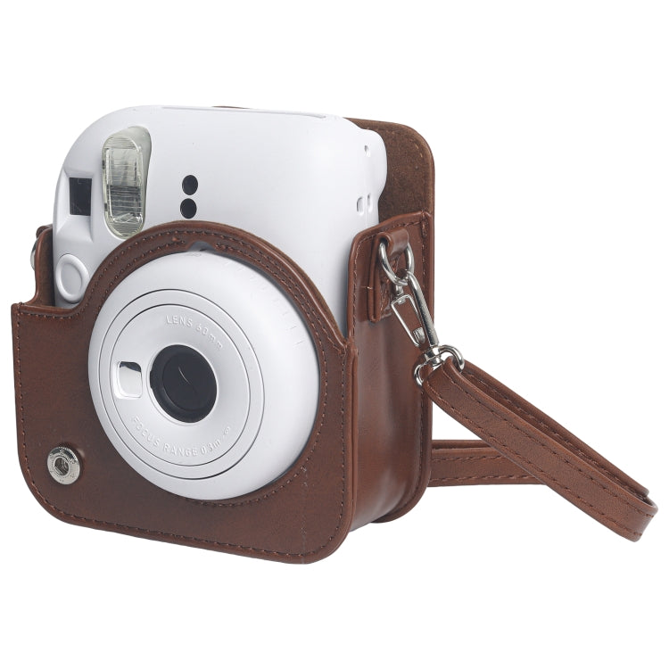 For FUJIFILM Instax mini 12 Leather Case Full Body Camera Bag with Shoulder Strap (Brown) - Leather Bag by PMC TechLife | Online Shopping South Africa | PMC TechLife | Buy Now Pay Later Mobicred