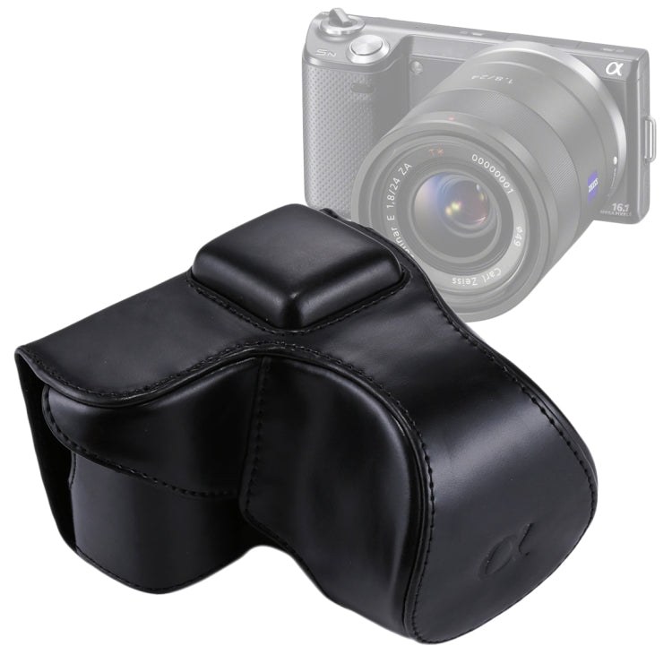 Full Body Camera PU Leather Case Bag with Strap for Sony NEX 5N / 5R / 5T (16-50mm / 18-55mm Lens)(Black) - Leather Bag by PMC TechLife | Online Shopping South Africa | PMC TechLife