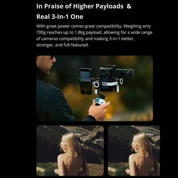 MOZA AirCross S 3 Axis Foldable Handheld Gimbal Stabilizer for DSLR Cameras and Smart Phone (White) - free shipping - PMC TechLife - Order now!