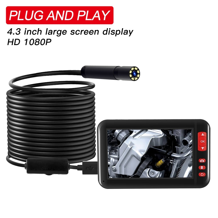 P20 4.3 Inch Screen Display HD1080P Inspection Endoscope with 8 LEDs, Length: 5m, Lens Diameter: 8mm, Hard Line -  by PMC TechLife | Online Shopping South Africa | PMC TechLife