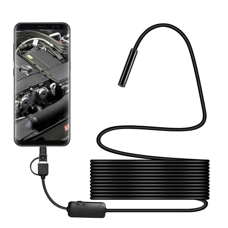 Y101 8mm Spiral Head 3 In 1 Waterproof Digital Endoscope Inspection Camera, Length: 10m Hard Cable(Black) -  by PMC TechLife | Online Shopping South Africa | PMC TechLife