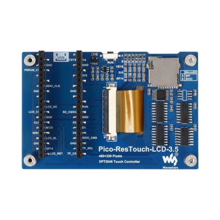 WAVESHARE 3.5 inch 65K Colors 480 x 320 Touch Display Module for Raspberry Pi Pico, SPI Interface - free shipping - PMC TechLife - Order now!