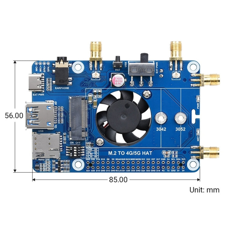Waveshare SIM8202G-M2 5G HAT B Multi Band Snapdragon X55 Module Board for Raspberry Pi - free shipping - PMC TechLife - Order now!