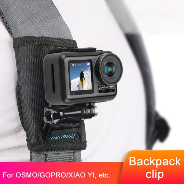 RUIGPRO Hook and Loop Fastener Backpack Rec-Mounts Clip Clamp Mount with Screw for GoPro HERO9 Black / HERO8 Black /7 /6 /5 /5 Session /4 Session /4 /3+ /3 /2 /1, DJI Osmo Action, Xiaoyi and Other Action Cameras(Black) -  by RUIGPRO | Online Shopping South Africa | PMC TechLife