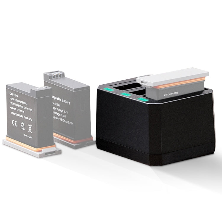 USB Triple Batteries Charger with LED Indicator Light for DJI OSMO Action(Black) - Cable & Charger by PMC TechLife | Online Shopping South Africa | PMC TechLife | Buy Now Pay Later Mobicred