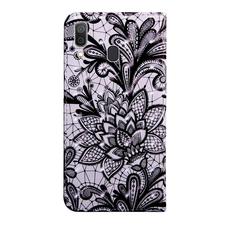 3D Painting Pattern Coloured Drawing Horizontal Flip TPU + PU Leather Case with Holder & Card Slots & Wallet, For:For Galaxy A40(Black Lace) - Galaxy Phone Cases by PMC TechLife | Online Shopping South Africa | PMC TechLife