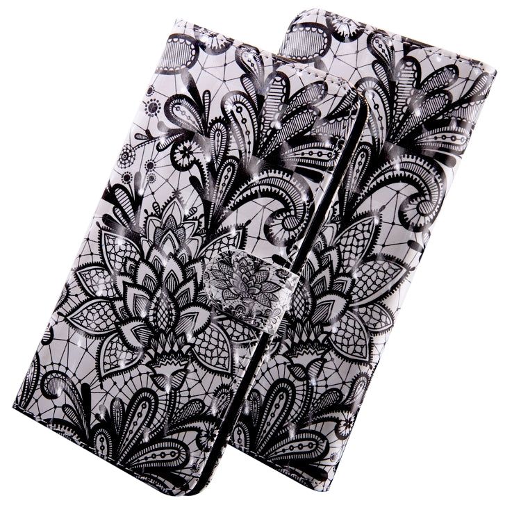 3D Painting Pattern Coloured Drawing Horizontal Flip TPU + PU Leather Case with Holder & Card Slots & Wallet, For:For Galaxy A40(Black Lace) - Galaxy Phone Cases by PMC TechLife | Online Shopping South Africa | PMC TechLife