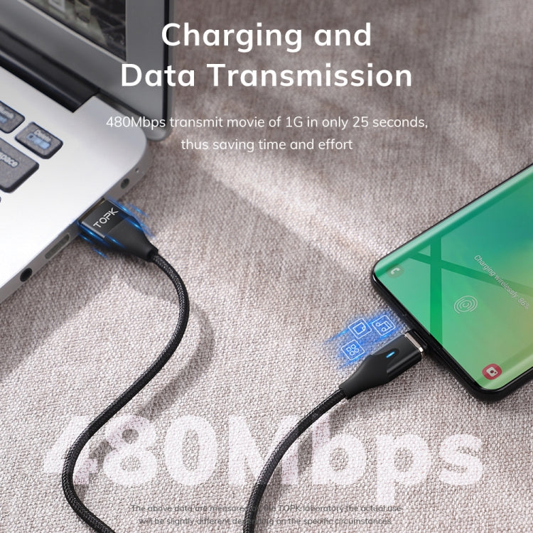 TOPK AM63 1m USB to 8 Pin Flat Magnetic Metal Connector Nylon Braided Magnetic Fast Charging Data Cable(Red) - Charging Cable & Head by TOPK | Online Shopping South Africa | PMC TechLife | Buy Now Pay Later Mobicred