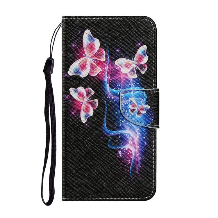 For Huawei P Smart 2021 / Y7a Coloured Drawing Pattern Horizontal Flip PU Leather Case with Holder & Card Slots & Wallet & Lanyard(Three Fluorescent Butterflies) - Huawei Cases by idewei | Online Shopping South Africa | PMC TechLife | Buy Now Pay Later Mobicred