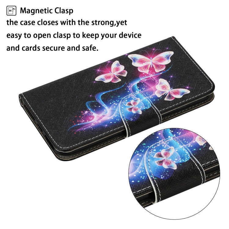 For Huawei P Smart 2021 / Y7a Coloured Drawing Pattern Horizontal Flip PU Leather Case with Holder & Card Slots & Wallet & Lanyard(Three Fluorescent Butterflies) - Huawei Cases by idewei | Online Shopping South Africa | PMC TechLife | Buy Now Pay Later Mobicred