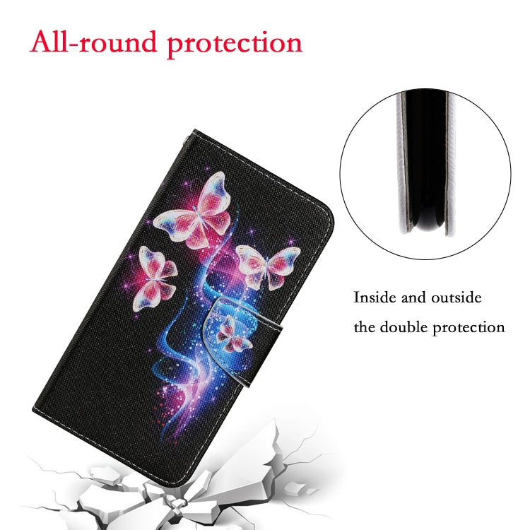 For Huawei P Smart 2021 / Y7a Coloured Drawing Pattern Horizontal Flip PU Leather Case with Holder & Card Slots & Wallet & Lanyard(Three Fluorescent Butterflies) - Huawei Cases by idewei | Online Shopping South Africa | PMC TechLife | Buy Now Pay Later Mobicred