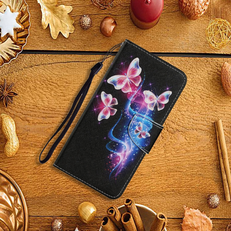 For Huawei P Smart 2021 / Y7a Coloured Drawing Pattern Horizontal Flip PU Leather Case with Holder & Card Slots & Wallet & Lanyard(Three Fluorescent Butterflies) - Huawei Cases by idewei | Online Shopping South Africa | PMC TechLife | Buy Now Pay Later Mobicred