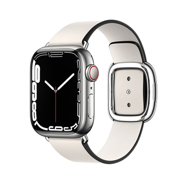 Modern Style Leather Watch Band For Apple Watch 42mm / 41mm / 40mm / 38mm(Beige) - Watch Bands by PMC TechLife | Online Shopping South Africa | PMC TechLife | Buy Now Pay Later Mobicred