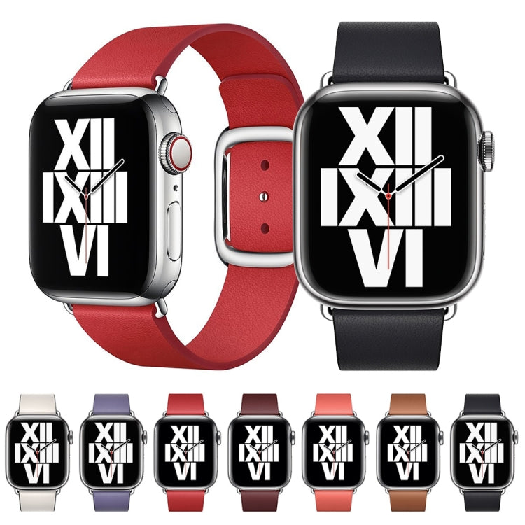 Modern Style Leather Watch Band For Apple Watch 49mm / 46mm / 45mm / 44mm / 42mm(Watermelon Red) - Watch Bands by PMC TechLife | Online Shopping South Africa | PMC TechLife | Buy Now Pay Later Mobicred