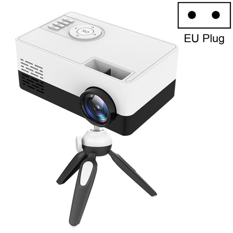 J15 1920 x 1080P HD Household Mini LED Projector with Tripod Mount Support AV / HDMI x 1 / USB x1 / TF x 1, Plug Type:EU Plug(Black White) - Mini Projector by PMC TechLife | Online Shopping South Africa | PMC TechLife | Buy Now Pay Later Mobicred