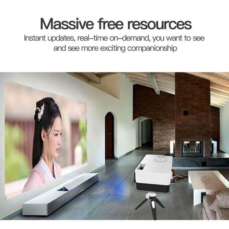 J15 1920 x 1080P HD Household Mini LED Projector with Tripod Mount Support AV / HDMI x 1 / USB x1 / TF x 1, Plug Type:EU Plug(Black White) - Mini Projector by PMC TechLife | Online Shopping South Africa | PMC TechLife | Buy Now Pay Later Mobicred