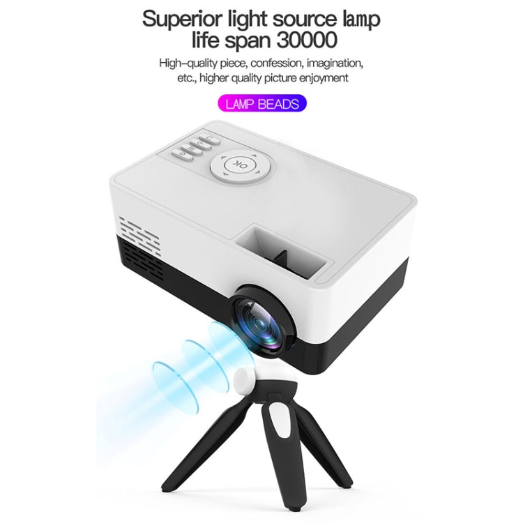 J15 1920 x 1080P HD Household Mini LED Projector with Tripod Mount Support AV / HDMI x 1 / USB x1 / TF x 1, Plug Type:EU Plug(Black White) - Mini Projector by PMC TechLife | Online Shopping South Africa | PMC TechLife | Buy Now Pay Later Mobicred