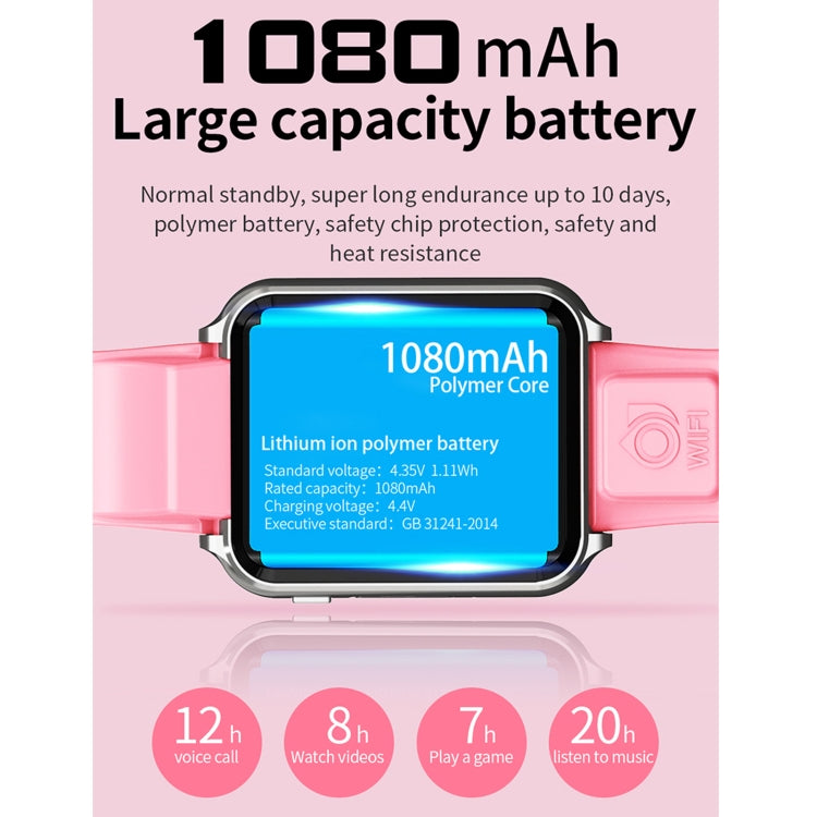 H1 1.54 inch Full-fit Screen Dual Cameras Smart Phone Watch, Support SIM Card / GPS Tracking / Real-time Trajectory / Temperature Monitoring(Silver Pink) - Smart Watches by PMC TechLife | Online Shopping South Africa | PMC TechLife | Buy Now Pay Later Mobicred