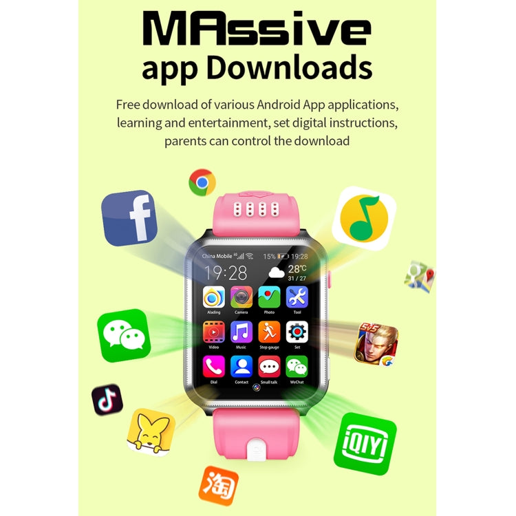 H1 1.54 inch Full-fit Screen Dual Cameras Smart Phone Watch, Support SIM Card / GPS Tracking / Real-time Trajectory / Temperature Monitoring(Silver Pink) - Smart Watches by PMC TechLife | Online Shopping South Africa | PMC TechLife | Buy Now Pay Later Mobicred