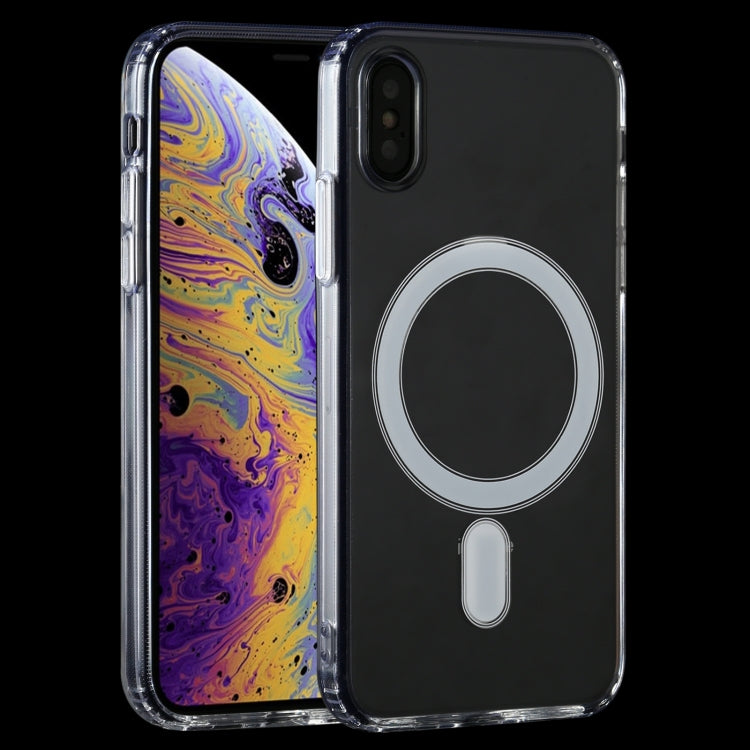For iPhone XS Max Magsafe Case Simple Magnetic Ring All-inclusive Clear Crystal Acrylic PC +TPU Shockproof Case(Transparent) - More iPhone Cases by PMC TechLife | Online Shopping South Africa | PMC TechLife