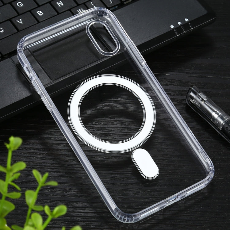 For iPhone XS Max Magsafe Case Simple Magnetic Ring All-inclusive Clear Crystal Acrylic PC +TPU Shockproof Case(Transparent) - More iPhone Cases by PMC TechLife | Online Shopping South Africa | PMC TechLife
