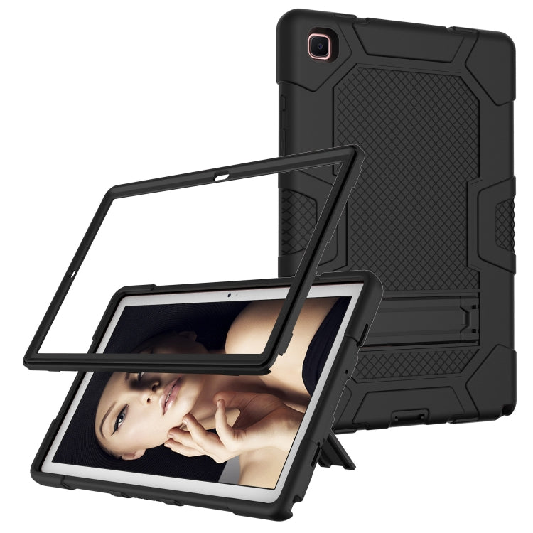 For Samsung Galaxy Tab A7 10.4 (2020) T500 / T505 Contrast Color Robot Shockproof Silicone + PC Protective Case with Holder(Black) - free shipping - PMC TechLife - Order now!