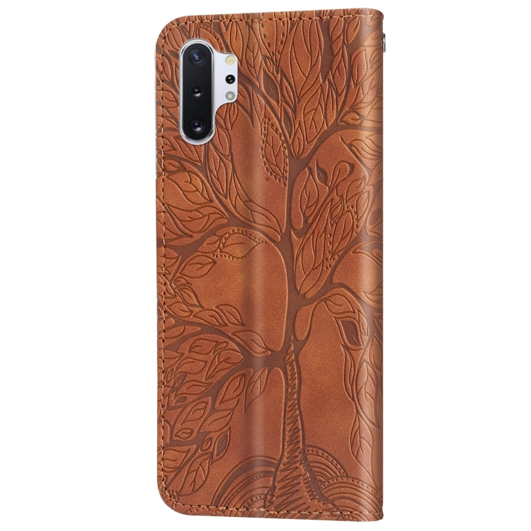 For Samsung Galaxy Note10+ Life of Tree Embossing Pattern Horizontal Flip Leather Case with Holder & Card Slot & Wallet & Photo Frame & Lanyard(Brown) - free shipping - PMC TechLife - Order now!
