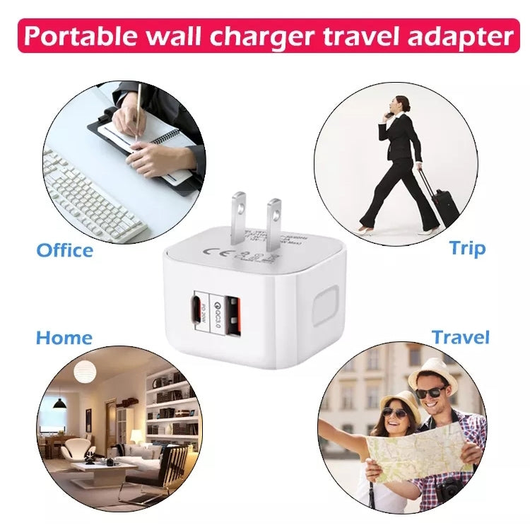 YSY-6087 20W PD + QC 3.0 Dual Ports Travel Charger Power Adapter, US Plug - USB Charger by PMC TechLife | Online Shopping South Africa | PMC TechLife | Buy Now Pay Later Mobicred