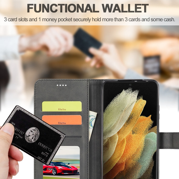 For Samsung Galaxy S21 Ultra 5G LC.IMEEKE Calf Texture Horizontal Flip Leather Case with Holder & Card Slots & Wallet(Black) - free shipping - PMC TechLife - Order now!